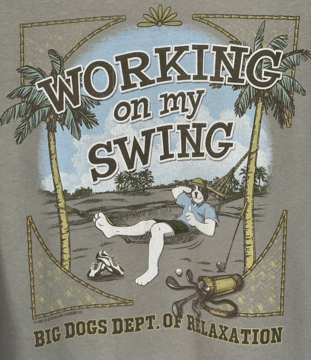 Big Dogs “Working On My Swing” Green T-Shirt 3XL Beach Hammock Graphic Tee